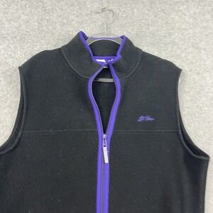 VTG LL Bean Outdoors Vest Mens Large Black Fleece Full Zip Sleeveless Jacket USA